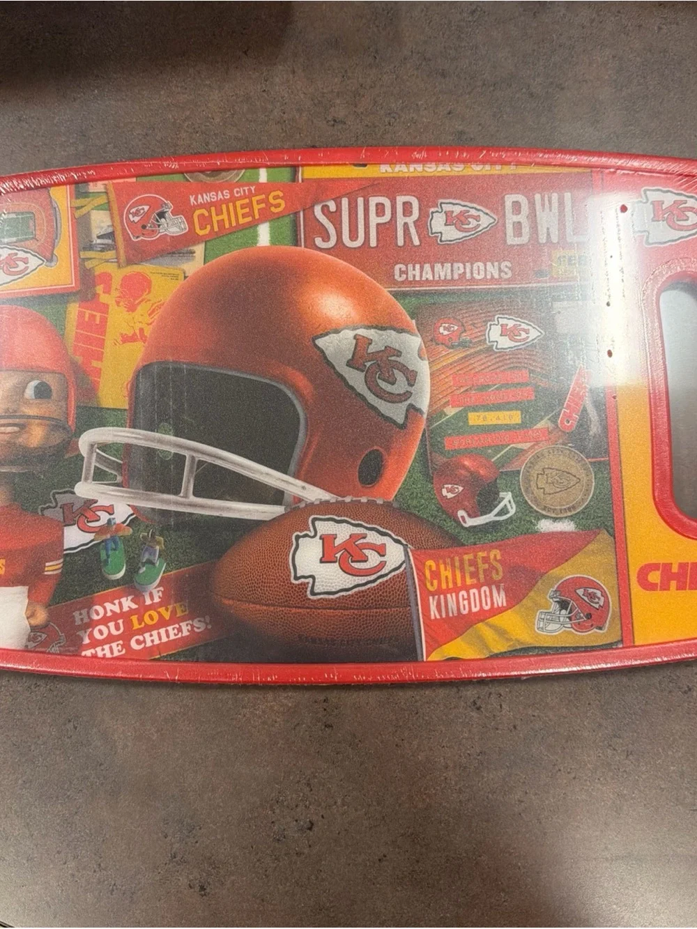 Kansas City Chiefs NFL Reversible Cutting Board - Green & Red New 14.5 x 9